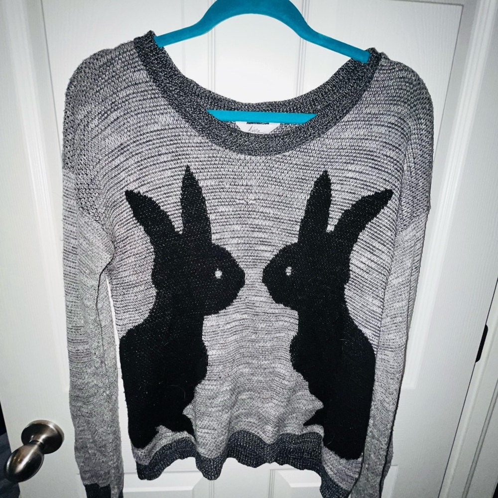 Grey and black bunny sweater